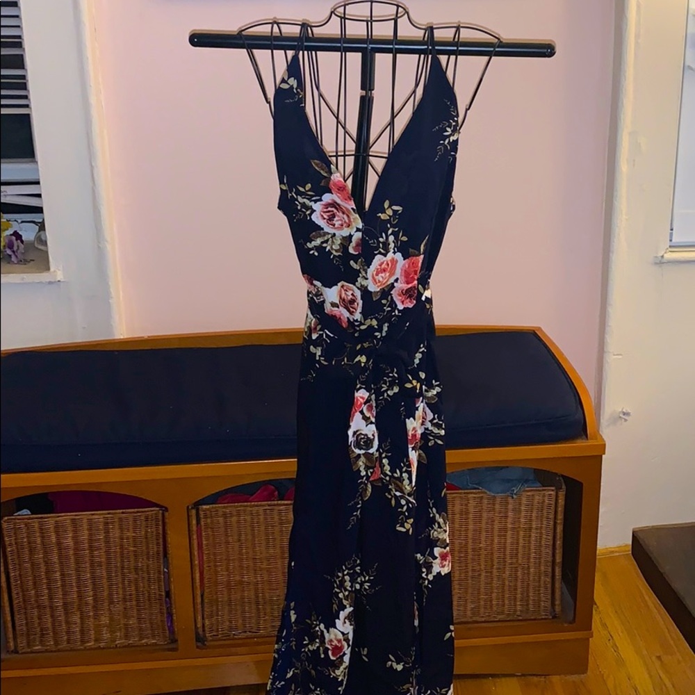 Navy floral jumpsuit